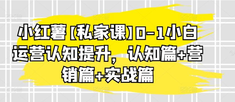 小红薯【私家课】0-1小白运营认知提升，认知篇+营销篇+实战篇-轻创副业圈