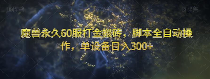 魔兽永久60服打金搬砖，脚本全自动操作，单设备日入300+【揭秘】-轻创副业圈
