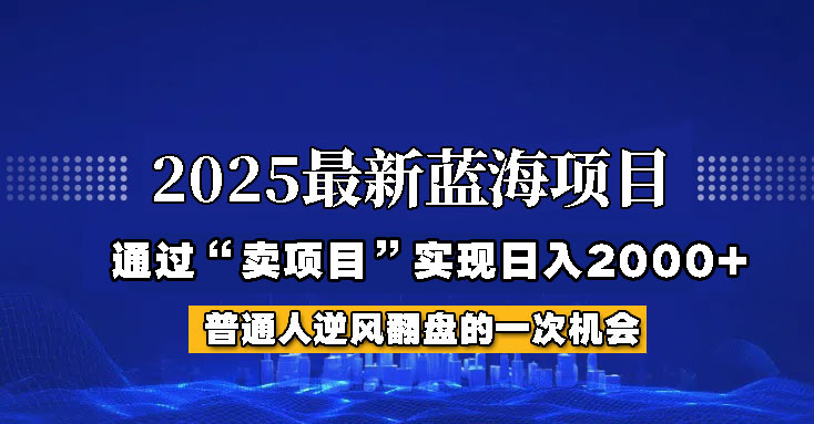 2025年蓝海项目，如何通过“网创项目”日入2000+-轻创副业圈
