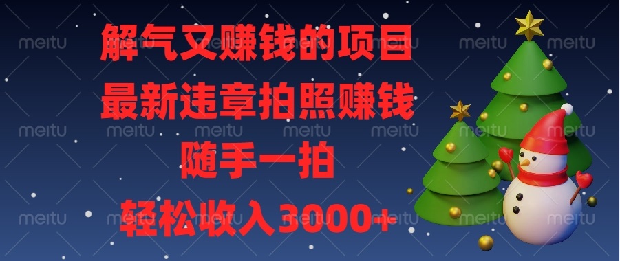 解气又赚钱的项目，最新违章拍照赚钱，随手一拍，轻松收入3000+-轻创副业圈