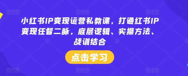 小红书IP变现运营私教课，打通红书IP变现任督二脉，底层逻辑、实操方法、战训结合-轻创副业圈