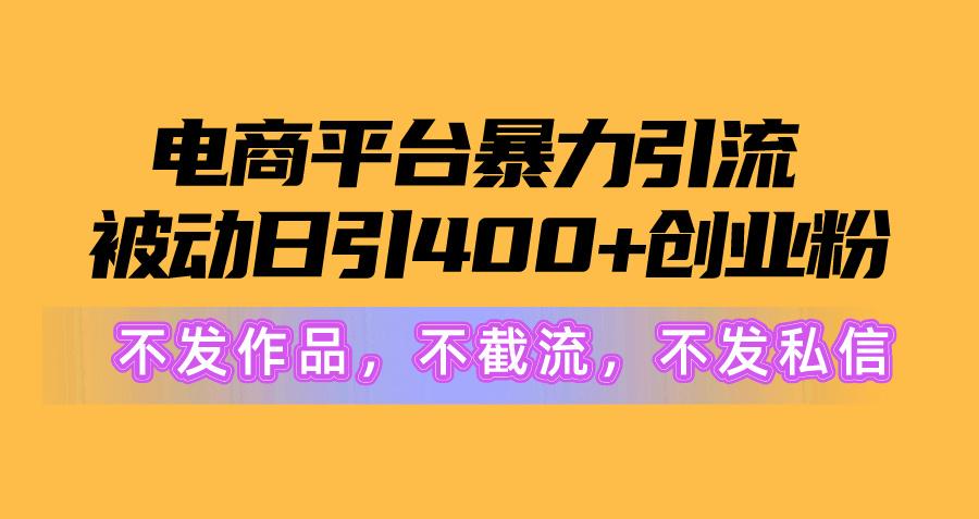 电商平台暴力引流,被动日引400+创业粉不发作品，不截流，不发私信-轻创副业圈