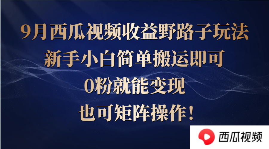 西瓜视频收益野路子玩法，新手小白简单搬运即可，0粉就能变现，也可矩…-轻创副业圈