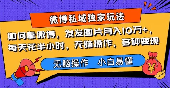 如何靠微博，发发图片月入10万+，‌每天花半小时，无脑操作，多种变现-轻创副业圈