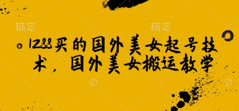 1288买的国外美女起号技术，国外美女搬运教学-轻创副业圈