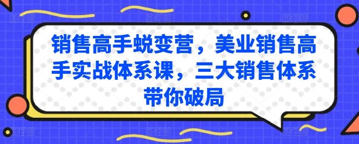 销售高手蜕变营，美业销售高手实战体系课，三大销售体系带你破局-轻创副业圈