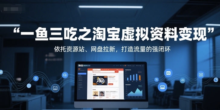 一鱼三吃之淘宝虚拟资料变现，依托资源站、网盘拉新，打造流量的强闭环-轻创副业圈