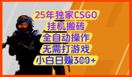 25年独家CSGO挂G搬砖，全自动操作，无需打游戏，小白日入3张+【揭秘】-轻创副业圈