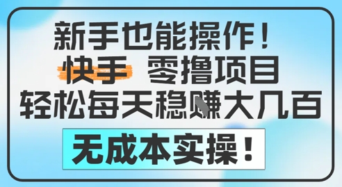 新手也能操作，快手零撸挣米，轻松每天挣2-5张，完全无成本-轻创副业圈