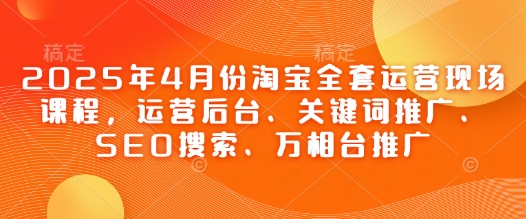 2025年4月份淘宝全套运营现场课程，运营后台、关键词推广、SEO搜索、万相台推广-轻创副业圈