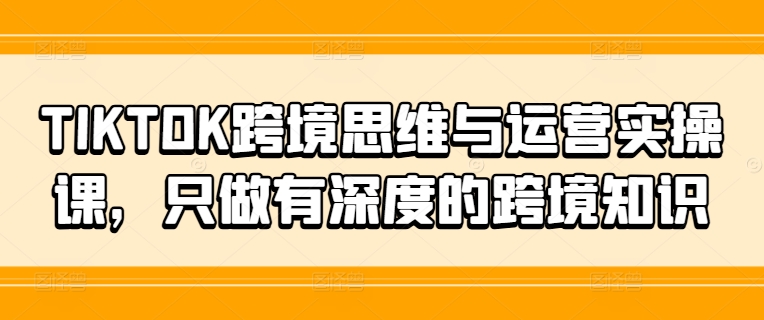 TIKTOK跨境思维与运营实操课，只做有深度的跨境知识-轻创副业圈