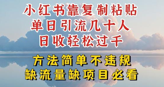 小红书靠复制粘贴单日引流几十人目收轻松过千，方法简单不违规【揭秘】-轻创副业圈