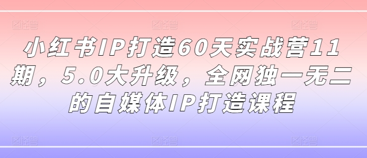 小红书IP打造60天实战营11期，5.0大升级，全网独一无二的自媒体IP打造课程-轻创副业圈