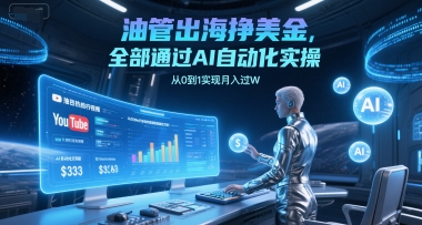 油管出海挣美金，全部通过AI自动化实操，从0到1实现月入过W-轻创副业圈