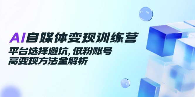 AI自媒体变现训练营，平台选择避坑，低粉账号高变现方法全解析-轻创副业圈