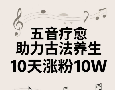 古法五音养生教程，五音疗愈的视频的制作方法，2-4小时就能学会，作者10天涨粉10W-轻创副业圈