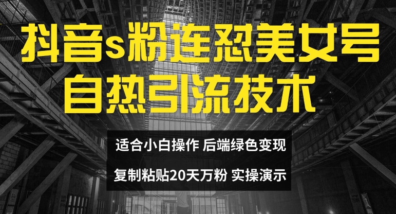 抖音s粉连怼美女号自热引流技术复制粘贴，20天万粉账号，无需实名制，矩阵操作【揭秘】-轻创副业圈