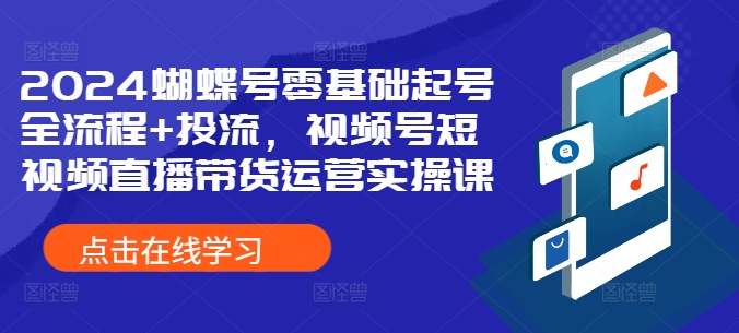 2024蝴蝶号零基础起号全流程+投流，视频号短视频直播带货运营实操课-轻创副业圈
