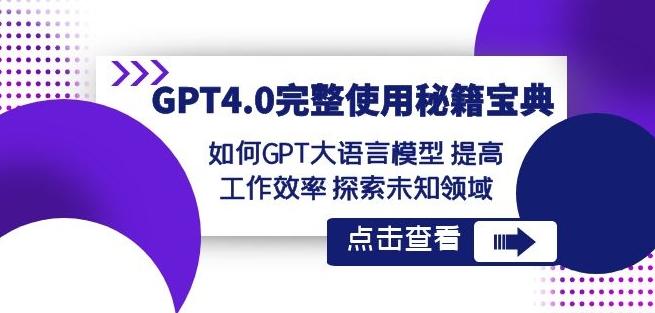GPT4.0完整使用-秘籍宝典：如何GPT大语言模型提高工作效率探索未知领域-轻创副业圈