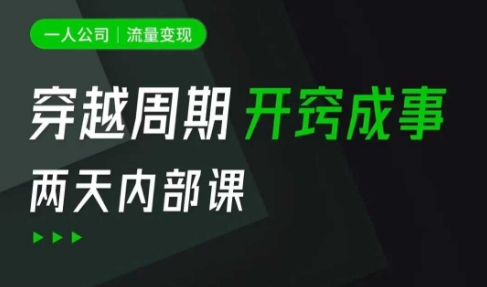 一人公司：流量变现课，一人公司的方法模型拆解， 拆解富人思维，流量思维，小老板思维等-轻创副业圈