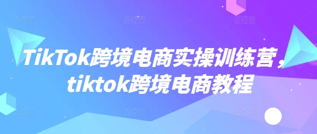 TikTok跨境电商实操训练营，tiktok跨境电商教程-轻创副业圈