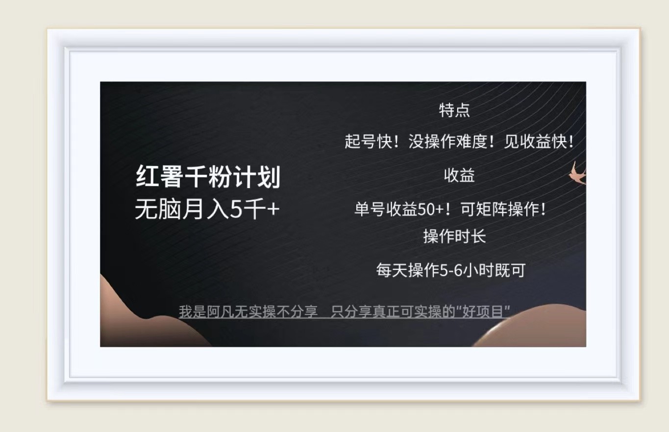红薯千粉计划无脑月入5千+！既做既赚！-轻创副业圈