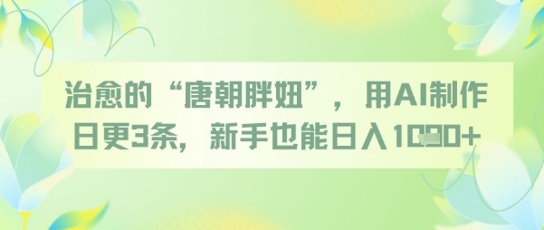 治愈的“唐朝胖妞”，用AI制作日更3条，新手也能日入多张-轻创副业圈