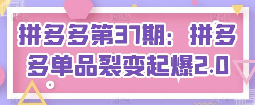 拼多多第37期：拼多多单品裂变起爆2.0-轻创副业圈