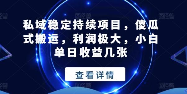 私域稳定持续项目，傻瓜式搬运，利润极大，小白单日收益几张【揭秘】-轻创副业圈
