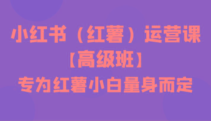 小红书(红薯)运营课【高级班】，专为红薯小白量身而定(42节课)-轻创副业圈