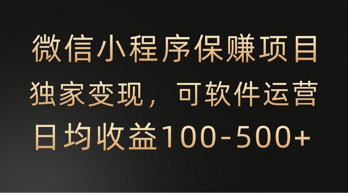 微信小程序，腾讯保赚项目，可软件自动运营，日均100-500+收益有保障-轻创副业圈