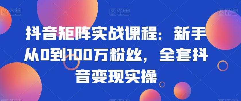 抖音矩阵实战课程：新手从0到100万粉丝，全套抖音变现实操-轻创副业圈