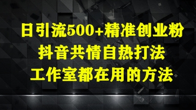 日引流500+精准创业粉，抖音共情自热打法，工作室都在用的方法-轻创副业圈