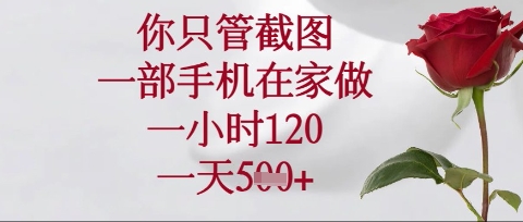 你只管截图，一部手机在家操作，一小时120.一天5张【揭秘】-轻创副业圈