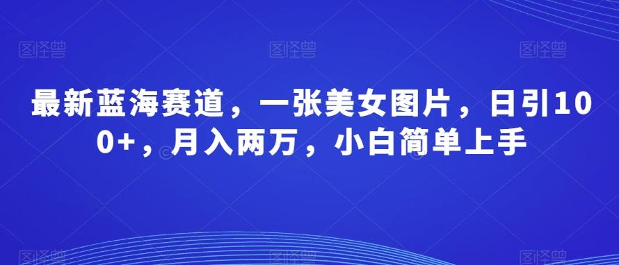 最新蓝海赛道，一张美女图片，日引100+，月入两万，小白简单上手-轻创副业圈