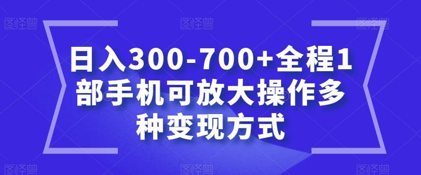 日入300-700+全程1部手机可放大操作多种变现方式【揭秘】-轻创副业圈