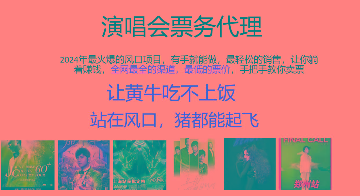 2024年最火爆风口项目，演唱会票务代理，日入2000+，一部手机就能搞定！-轻创副业圈
