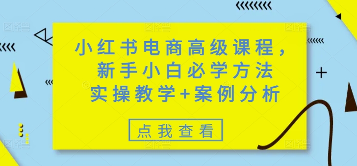 小红书电商高级课程，新手小白必学方法，实操教学+案例分析-轻创副业圈