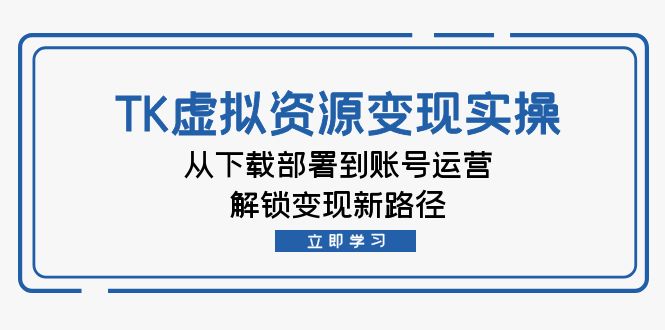 TK虚拟资料变现实操：从下载部署到账号运营，解锁变现新路径-轻创副业圈