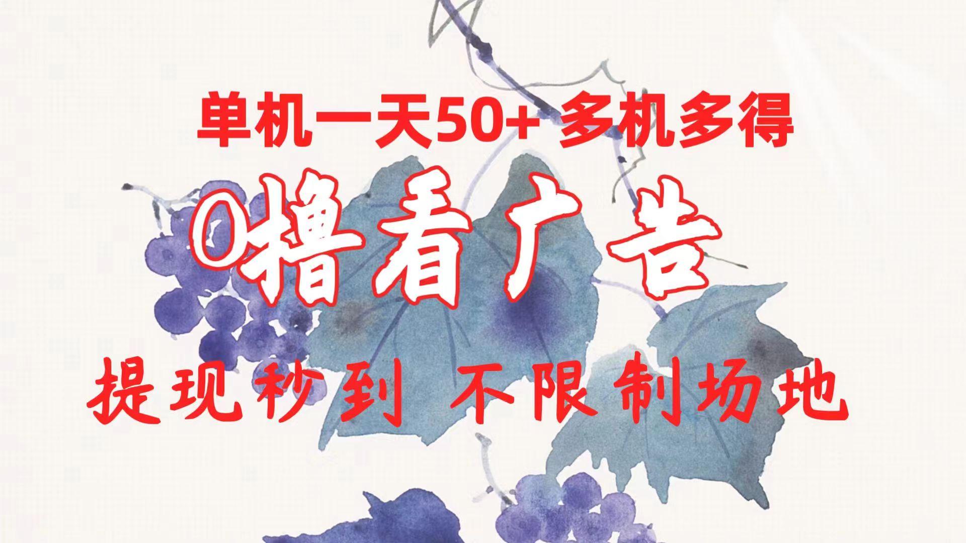 0撸看广告 单机一天50+多机多得 提现秒到 不限制场地操作-轻创副业圈