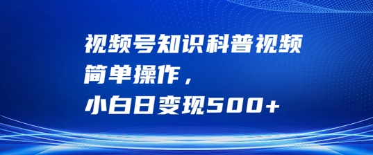 视频号知识科普视频，简单操作，小白日变现500+【揭秘】-轻创副业圈
