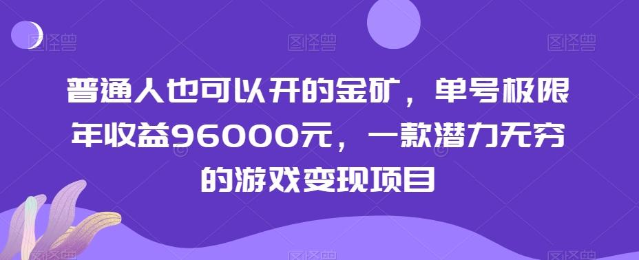普通人也可以开的金矿，单号极限年收益96000元，一款潜力无穷的游戏变现项目【揭秘】-轻创副业圈
