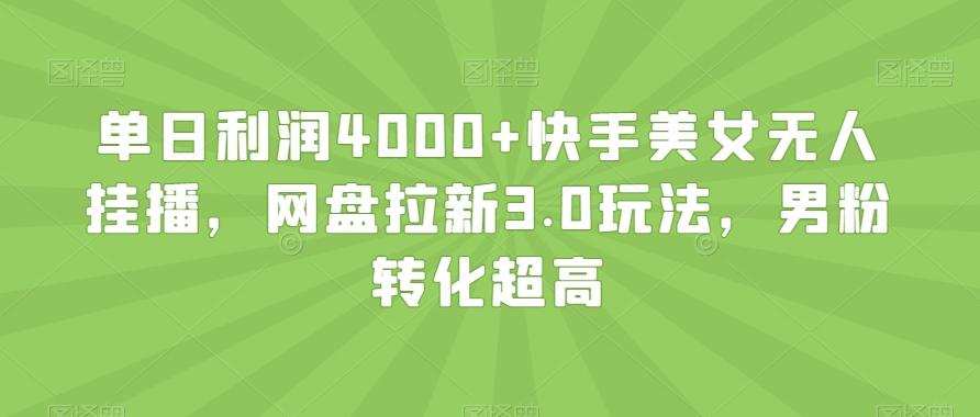 单日利润4000+快手美女无人挂播，网盘拉新3.0玩法，男粉转化超高【揭秘】-轻创副业圈