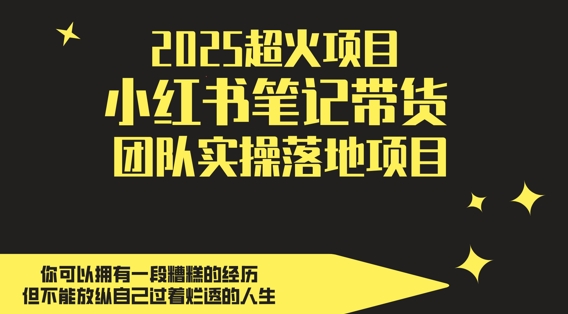 2025超火项目，副业最佳选择，小红书笔记带货团队实操落地项目，，轻松日入5张-轻创副业圈