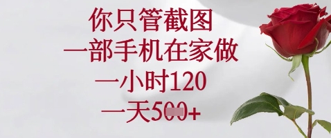 你只管截图，一部手机在家做，苹果安卓都可以，一小时120，一天5张+【揭秘】-轻创副业圈