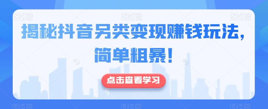 揭秘抖音另类变现赚钱玩法，简单粗暴！-轻创副业圈