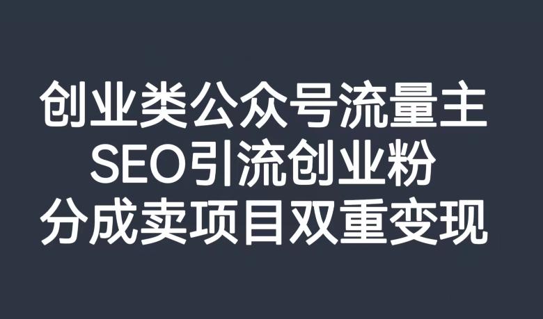 创业类公众号流量主，SEO引流创业粉，分成卖项目双重变现【揭秘】-轻创副业圈