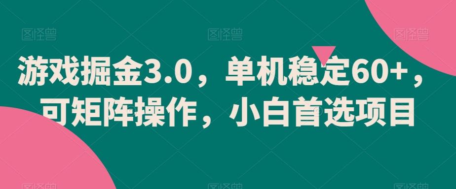 游戏掘金3.0，单机稳定60+，可矩阵操作，小白首选项目【揭秘】-轻创副业圈