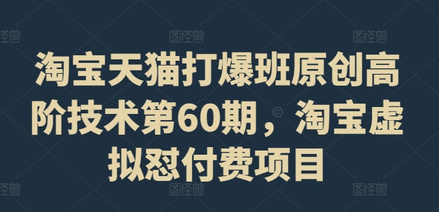 淘宝天猫打爆班原创高阶技术第60期，淘宝虚拟怼付费项目-轻创副业圈