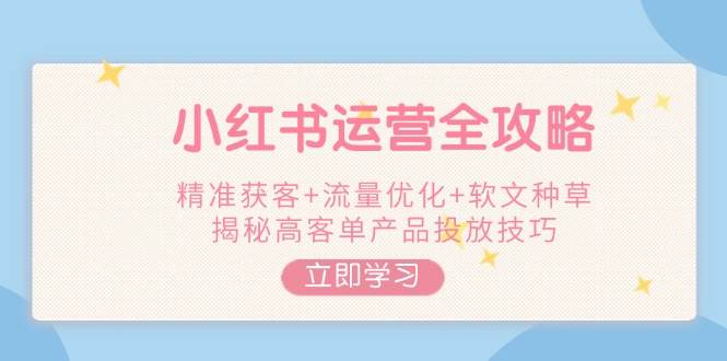 小红书运营全攻略，精准获客+流量优化+软文种草，揭秘高客单产品投放技巧-轻创副业圈